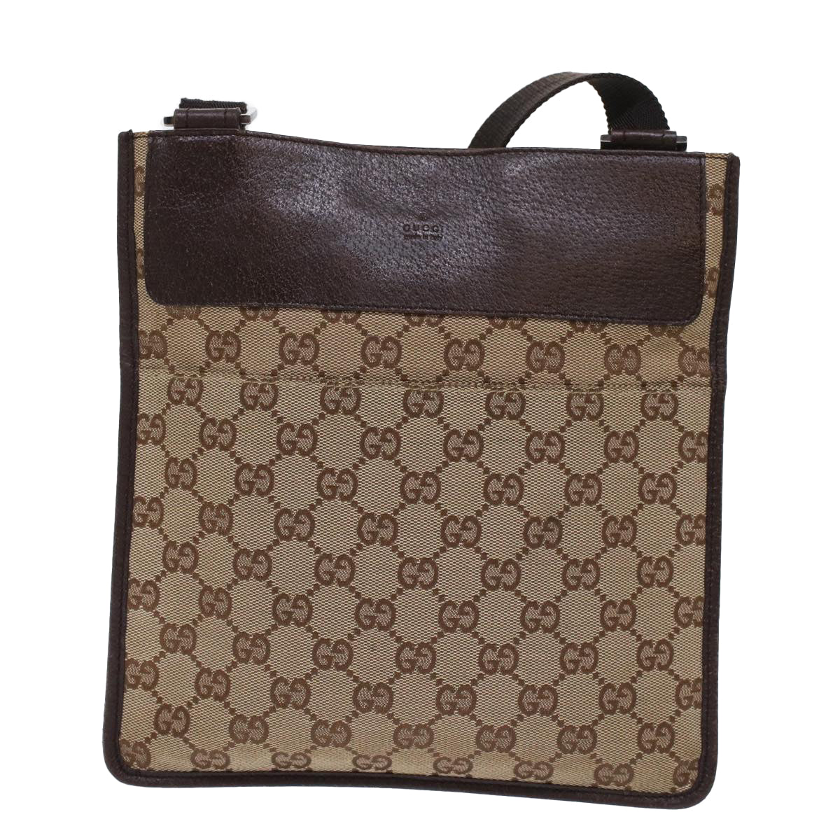 GUCCI GG Canvas Shoulder Bag Leather Beige 27639  th3823