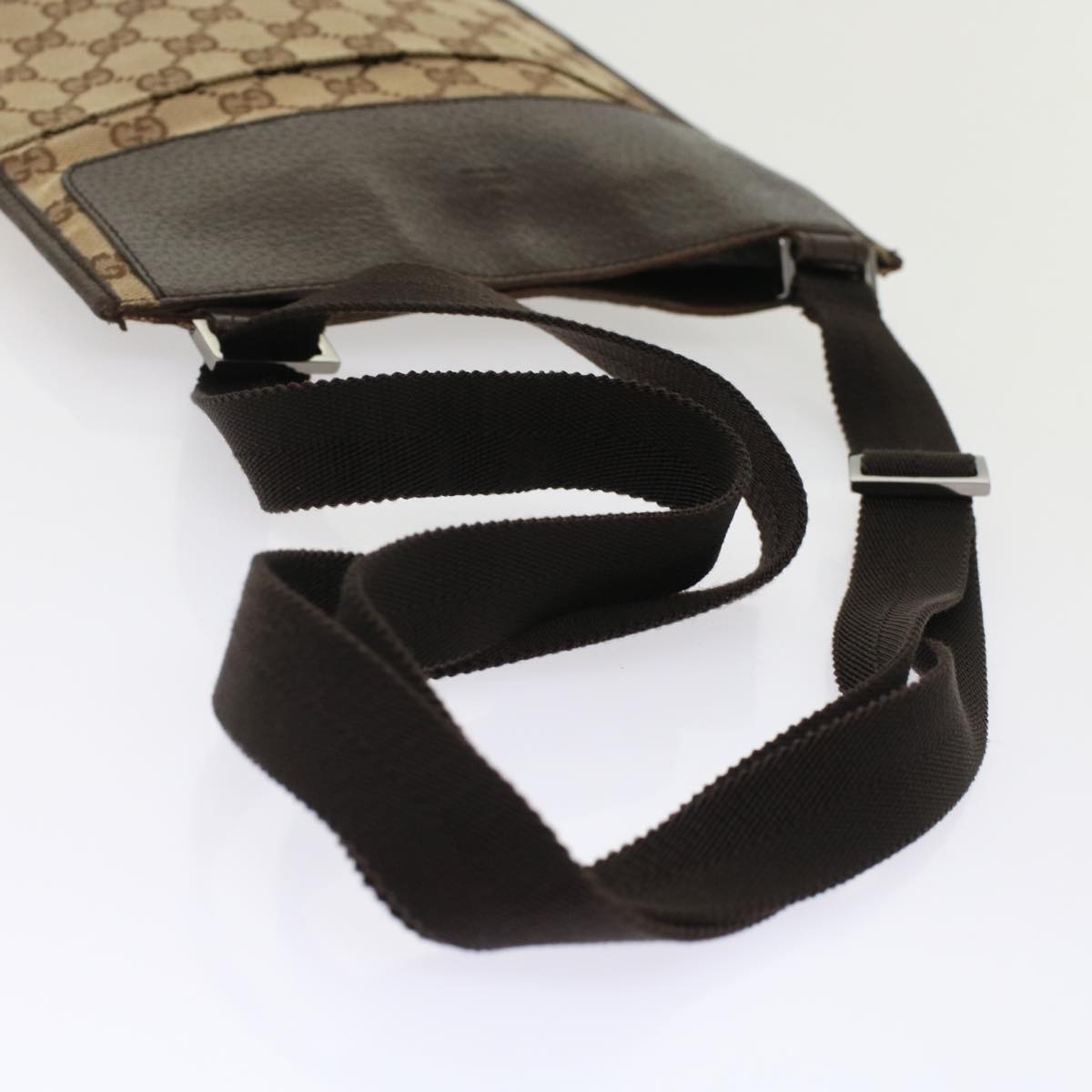 GUCCI GG Canvas Shoulder Bag Leather Beige 27639  th3823
