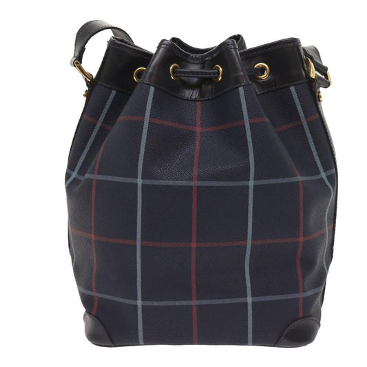 BurberrySs Nova Check Shoulder Bag PVC Leather Navy Auth th4082