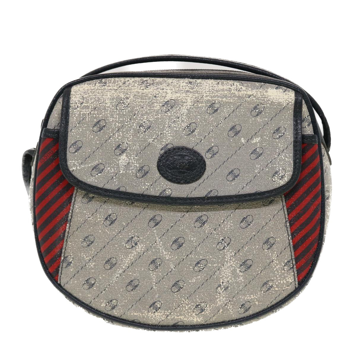 GUCCI Shoulder Bag PVC Leather Navy Gray Red  ti1146