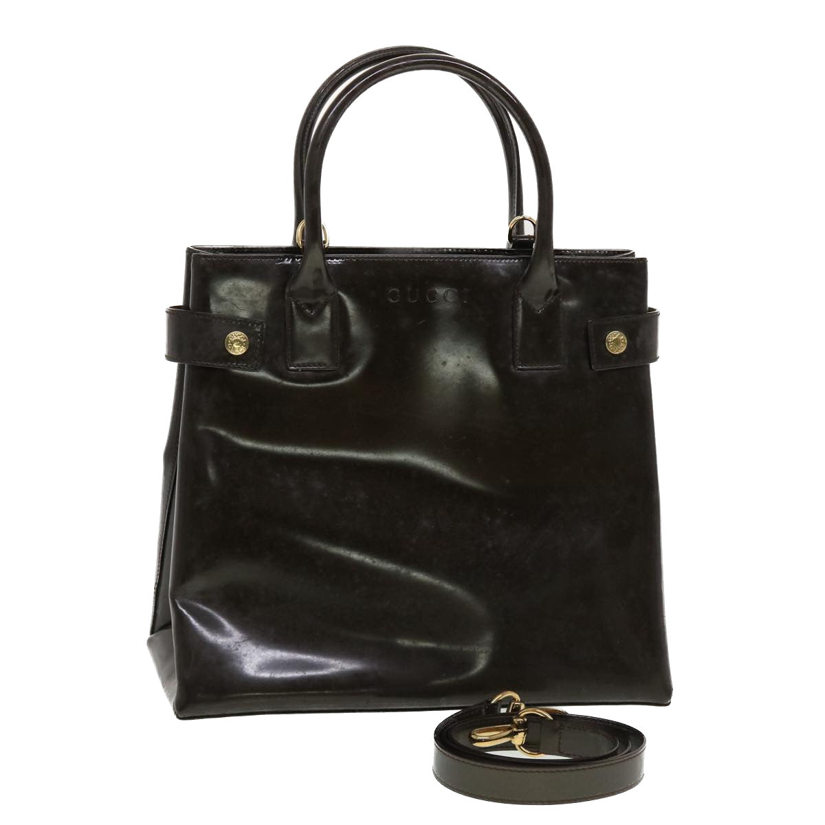 GUCCI Hand Bag Leather 2way Shoulder Bag Brown 00011180503  ti1151