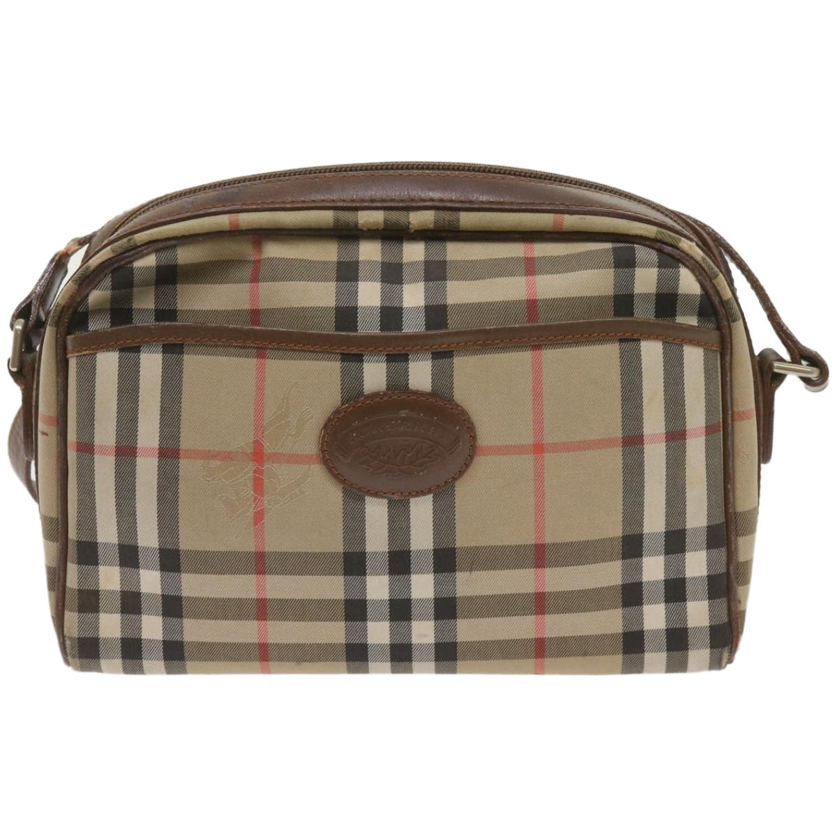 Burberry Nova Check Shoulder Bag Canvas Beige Auth ti1529