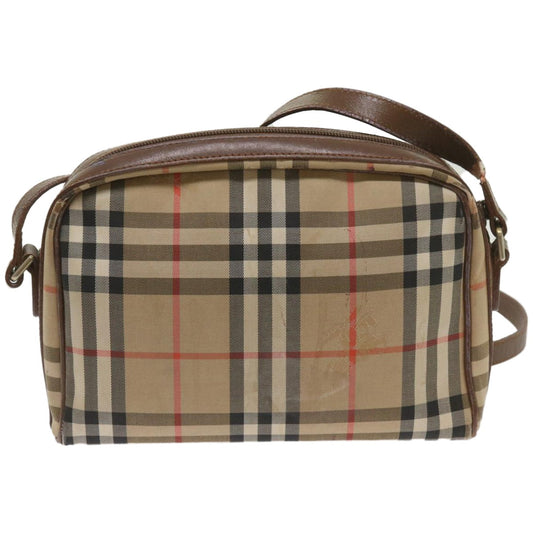 Burberry Nova Check Shoulder Bag Canvas Beige Auth ti1529
