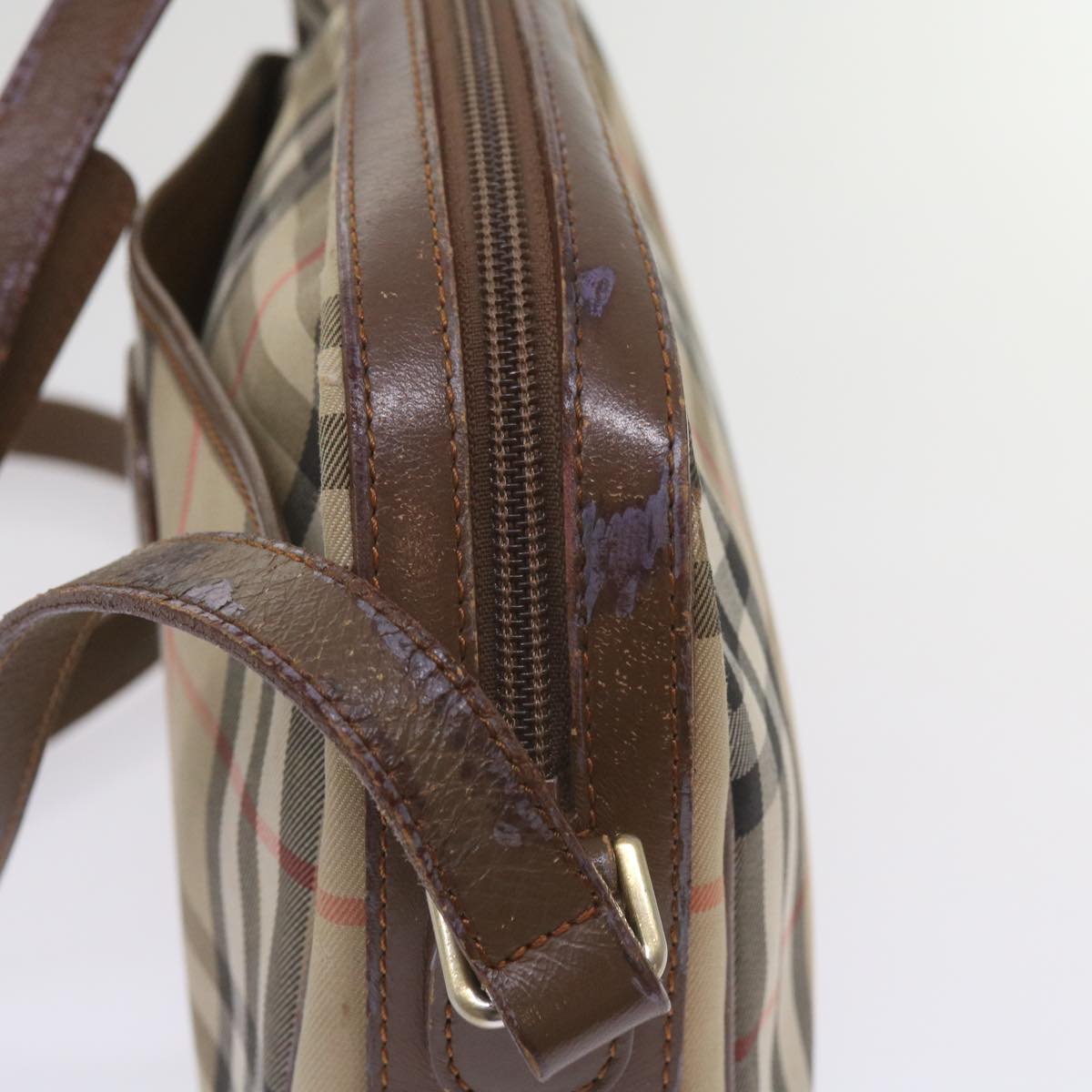 Burberry Nova Check Shoulder Bag Canvas Beige Auth ti1529