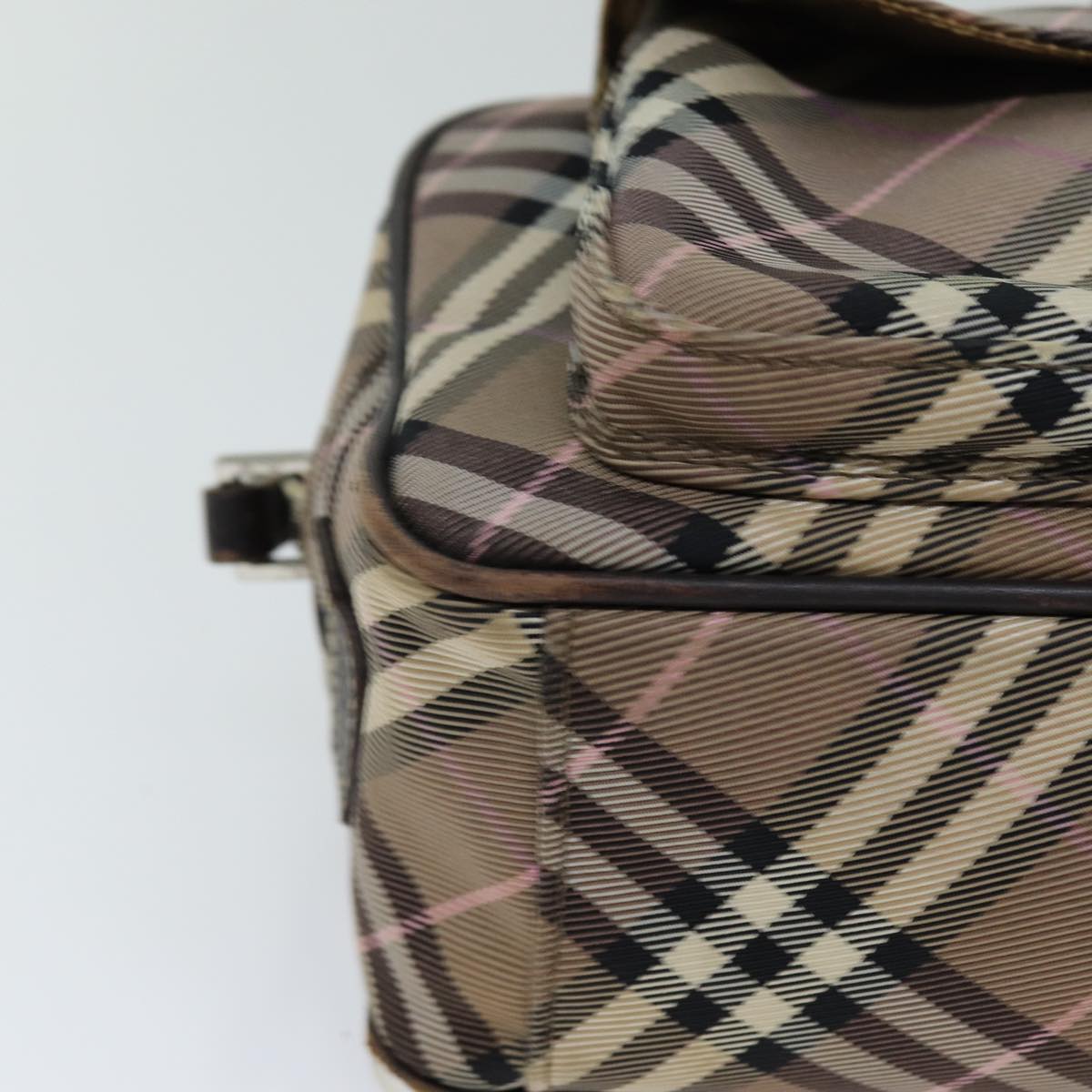 Burberry Nova Check Blue Label Shoulder Bag Nylon Brown Auth ti1741