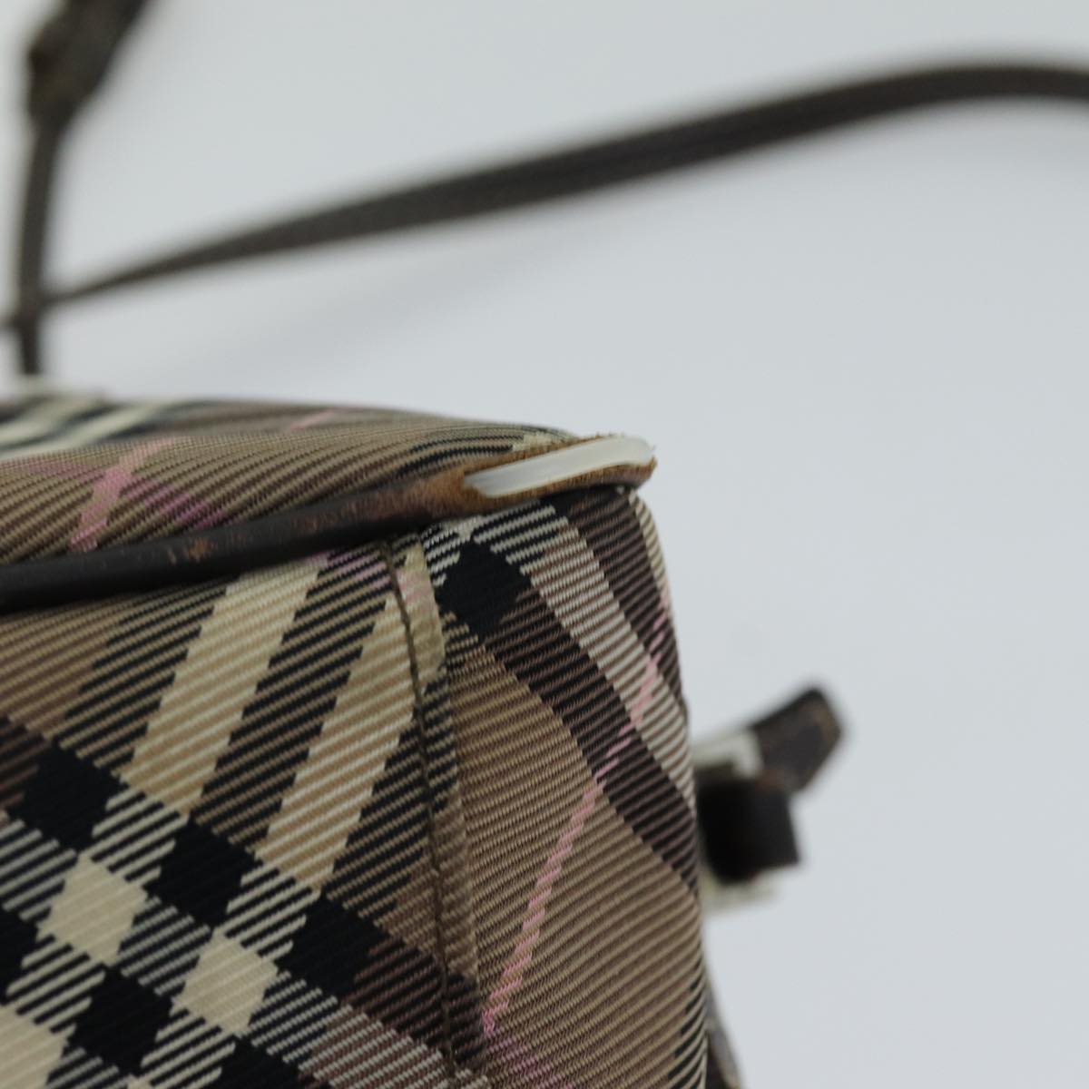 Burberry Nova Check Blue Label Shoulder Bag Nylon Brown Auth ti1741