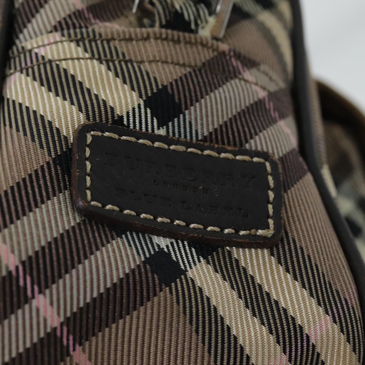 Burberry Nova Check Blue Label Shoulder Bag Nylon Brown Auth ti1741