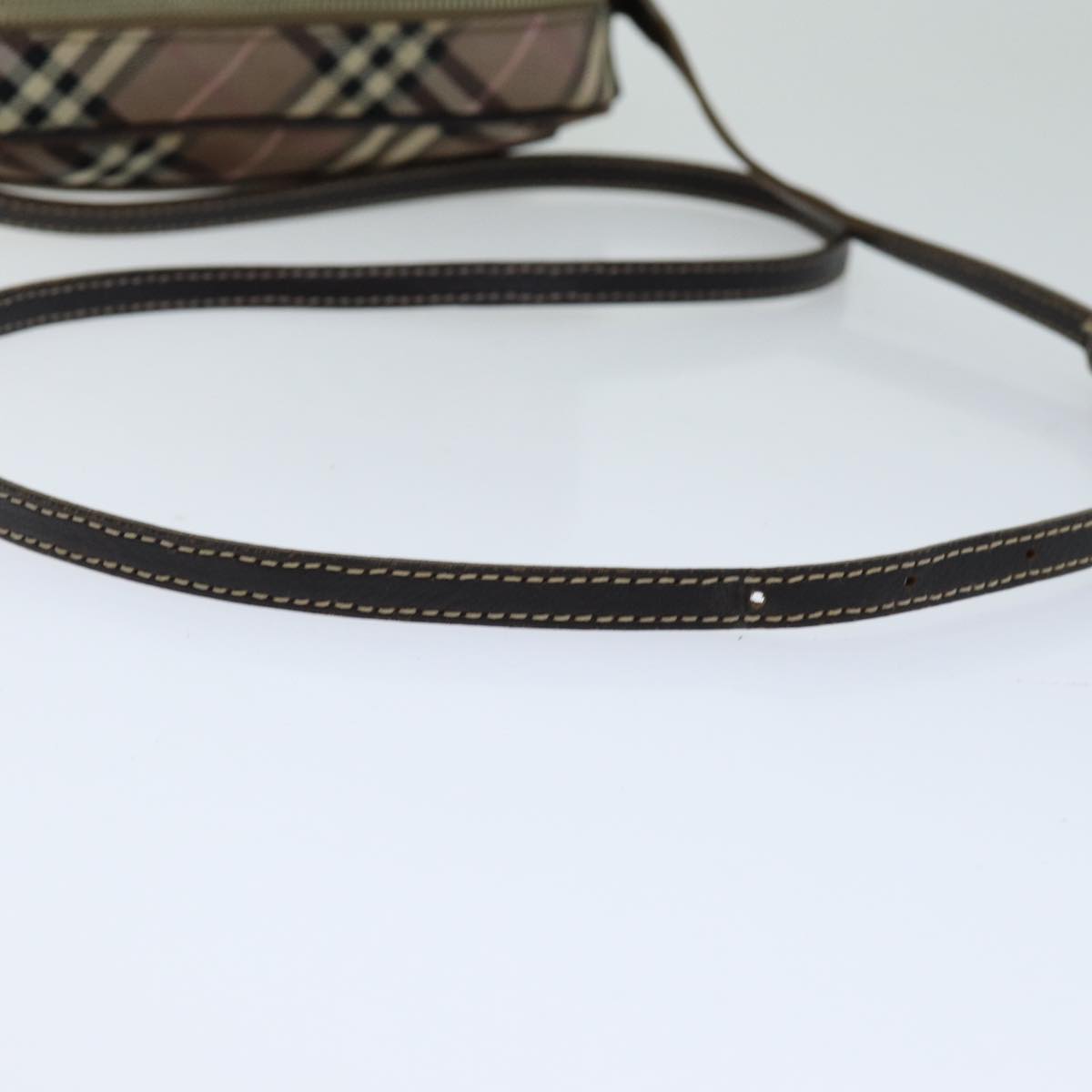 Burberry Nova Check Blue Label Shoulder Bag Nylon Brown Auth ti1741