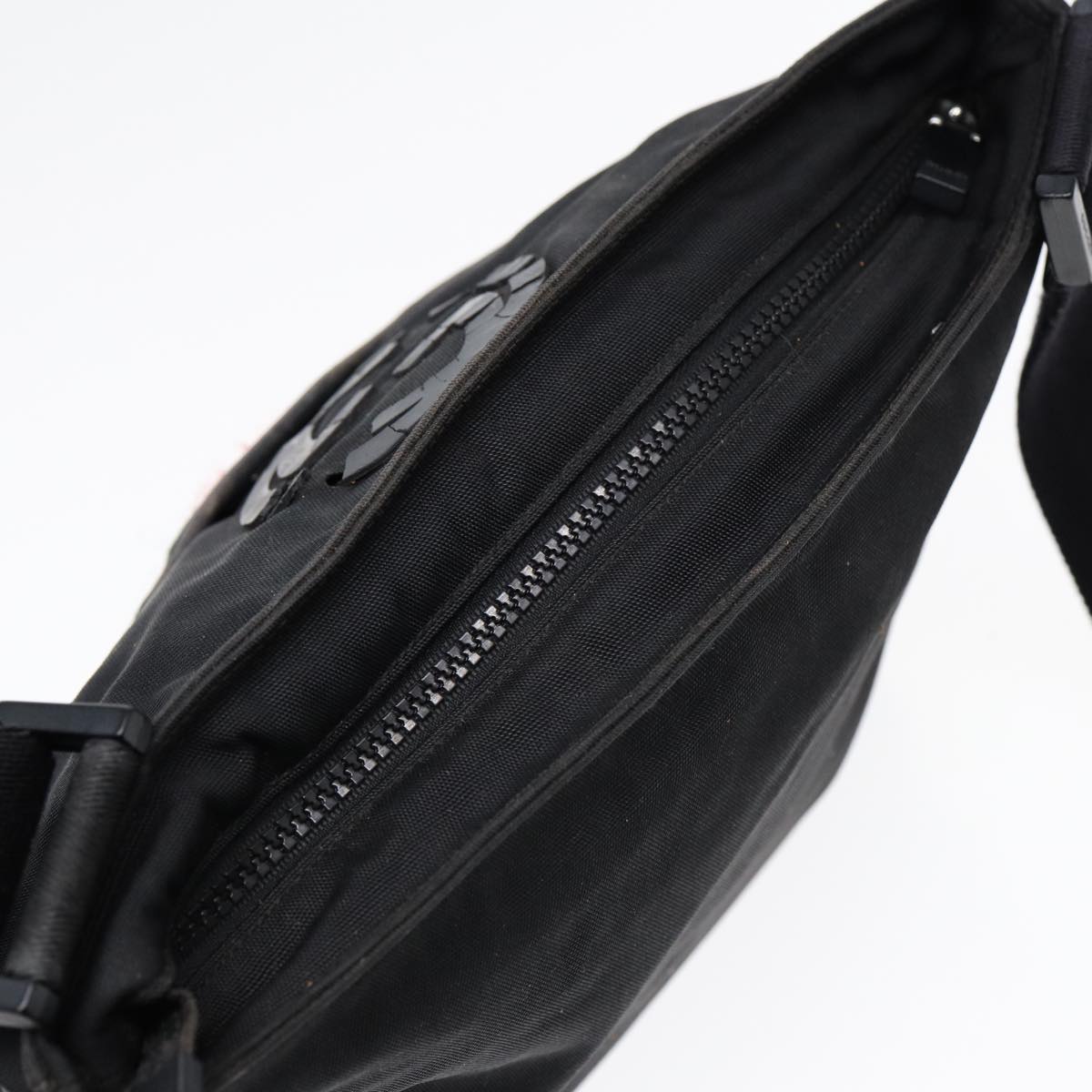 GUCCI Web Sherry Line Shoulder Bag Nylon Black Silver 181067 Auth ti1952