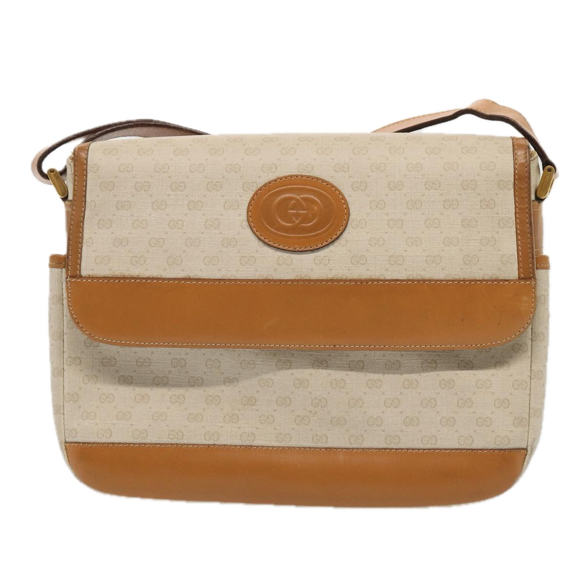 GUCCI GG Supreme Shoulder Bag PVC Leather Beige gold 001 106 0185 Auth ti1955
