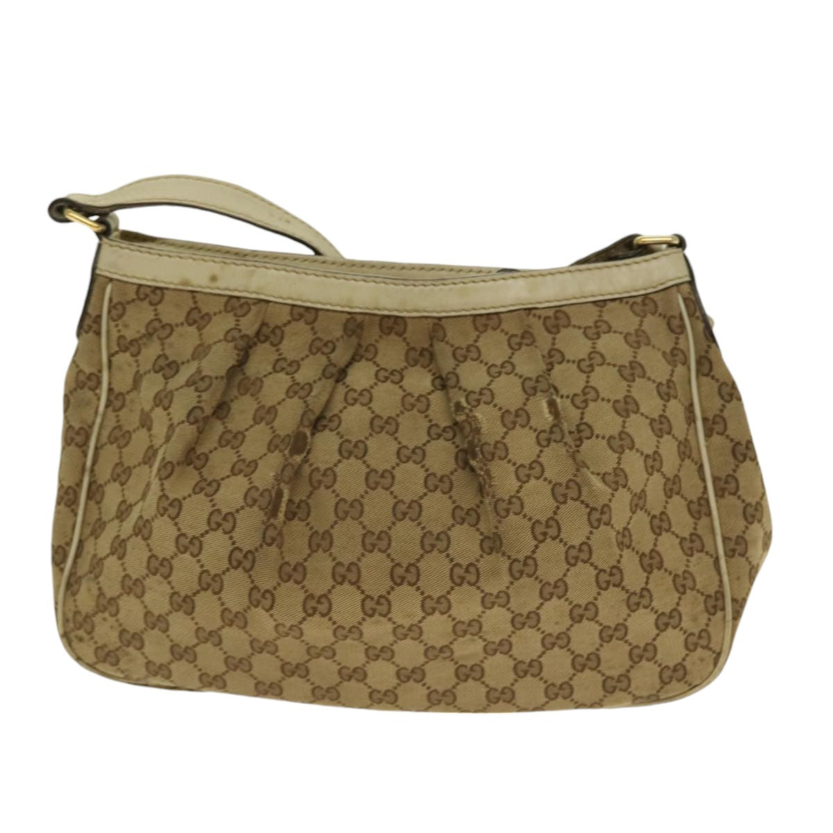 GUCCI GG Canvas Shoulder Bag Beige Gold 296834 Auth ti1988