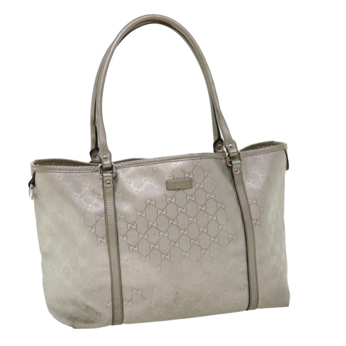 GUCCI GG Canvas Shoulder Bag Silver 197953  tp598
