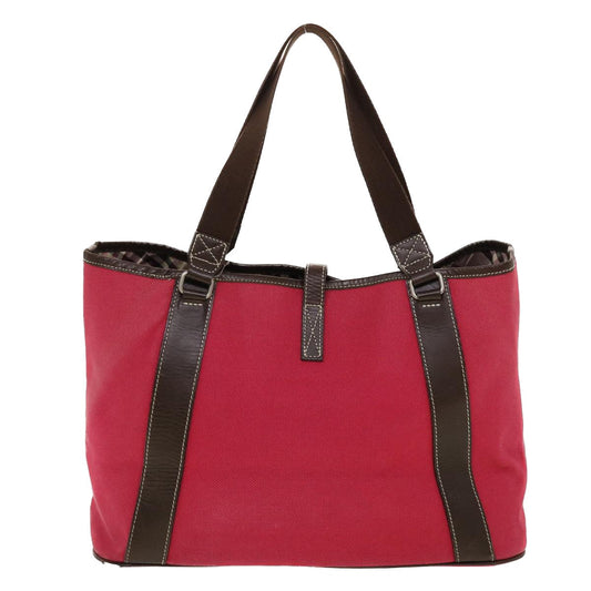 Burberry Shoulder Bag Canvas Leather Red Auth yb149