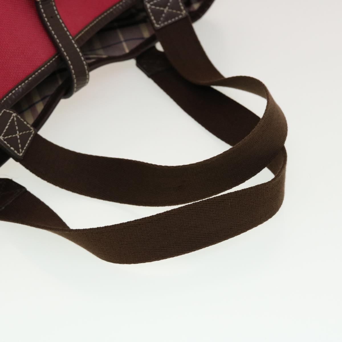 Burberry Shoulder Bag Canvas Leather Red Auth yb149