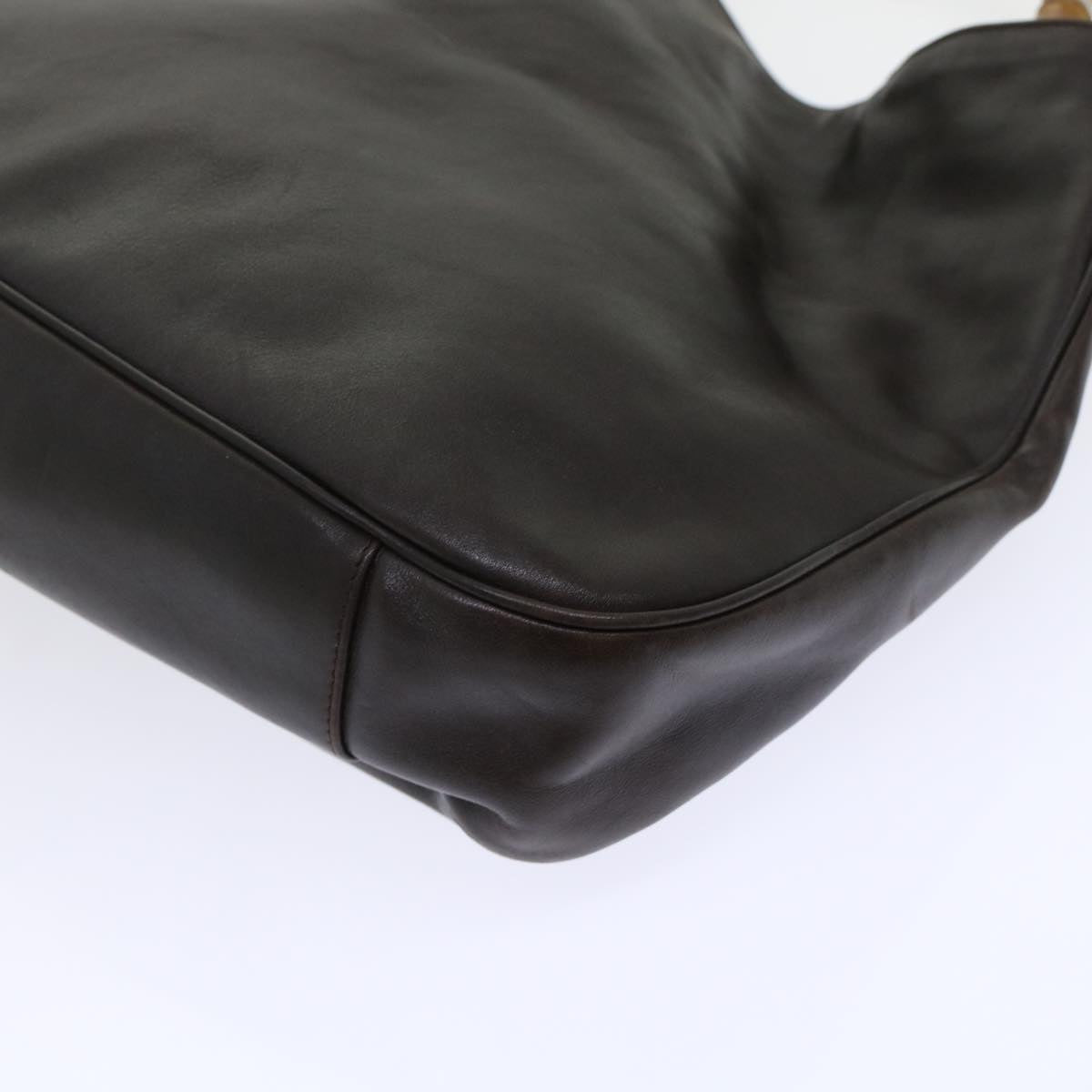 Gucci Bamboo Hand Bag Leather 2way Shoulder Bag Brown 0011577  yb187