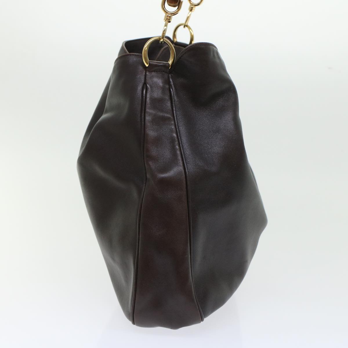 Gucci Bamboo Hand Bag Leather 2way Shoulder Bag Brown 0011577  yb187