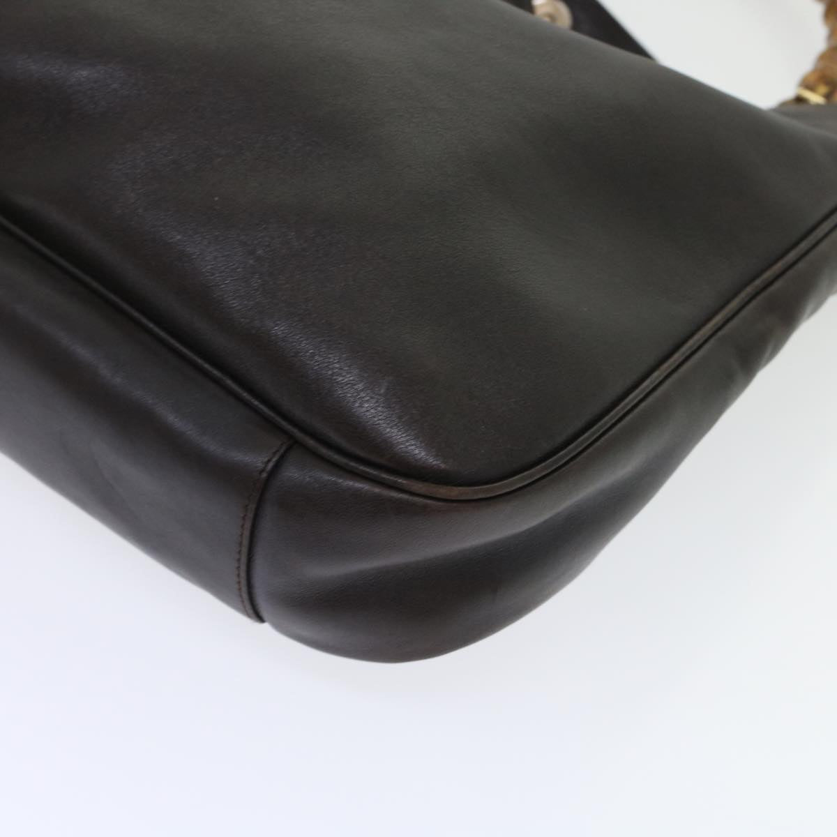 Gucci Bamboo Hand Bag Leather 2way Shoulder Bag Brown 0011577  yb187