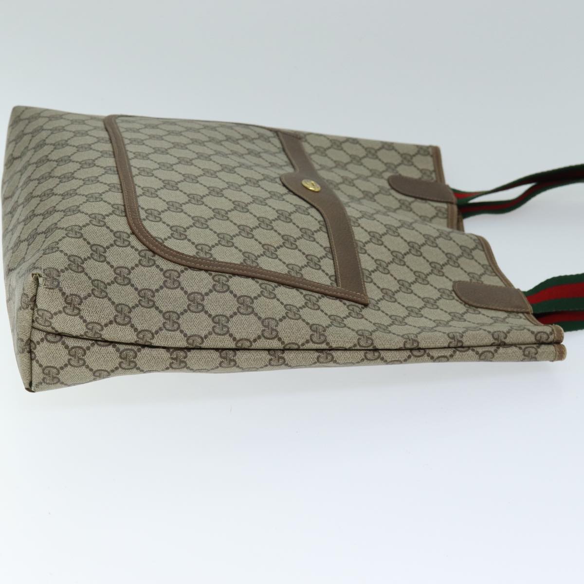 GUCCI GG Supreme Web Sherry Line Tote Bag PVC Beige Red 40 02 003 Auth yk12437
