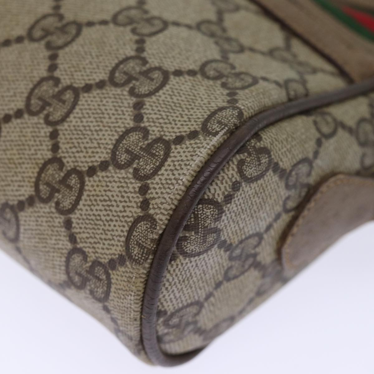 GUCCI GG Supreme Web Sherry Line Shoulder Bag Red Beige 56 02 087 Auth yk12506