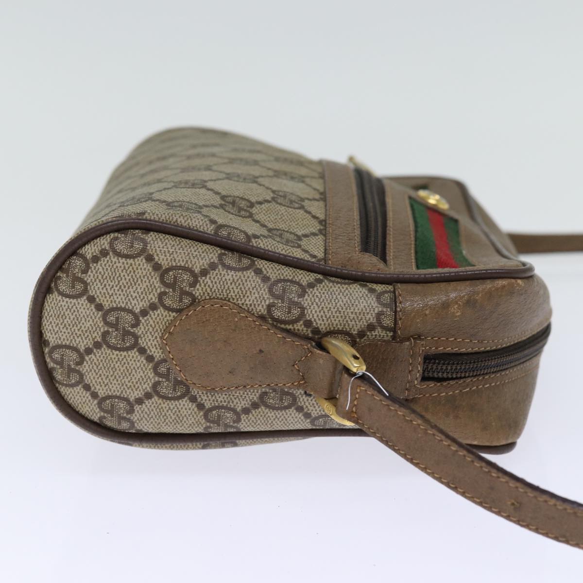 GUCCI GG Supreme Web Sherry Line Shoulder Bag Red Beige 56 02 087 Auth yk12506