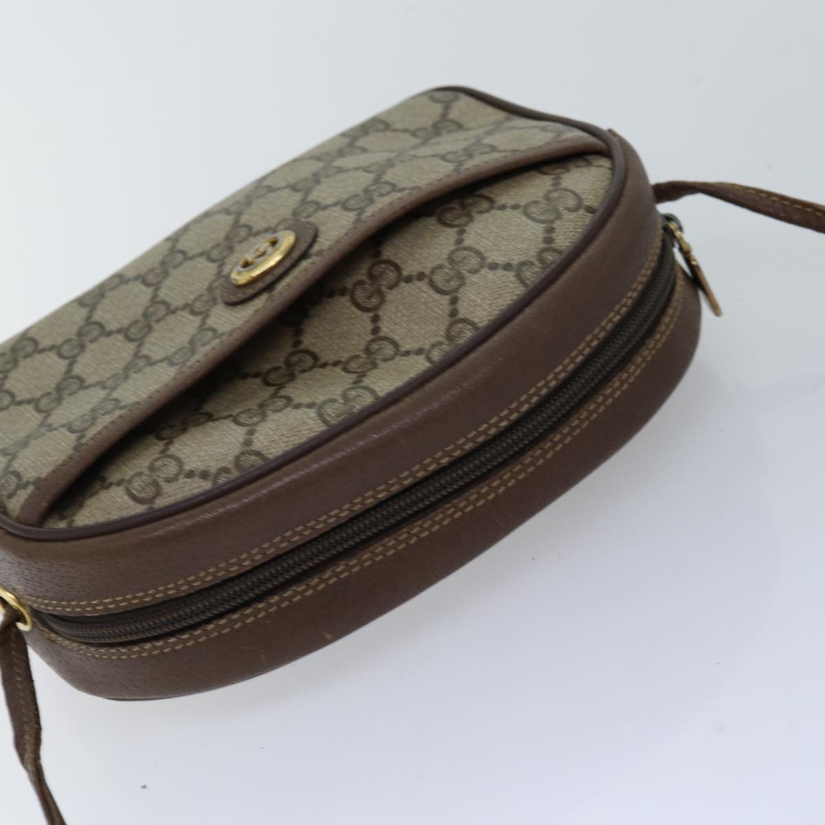 GUCCI GG Supreme Shoulder Bag PVC Beige 116 02 607 Auth yk12594