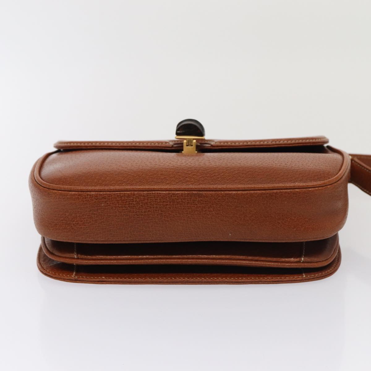 GUCCI Bamboo Shoulder Bag Leather Brown Gold Auth yk14184