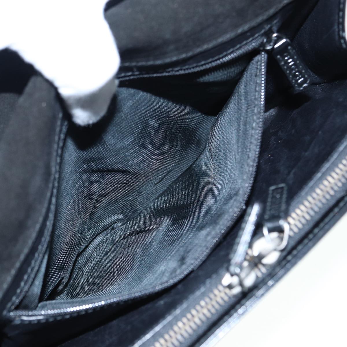GUCCI Web Sherry Line Shoulder Bag Patent Leather Black Red 0013248 Auth yk14343
