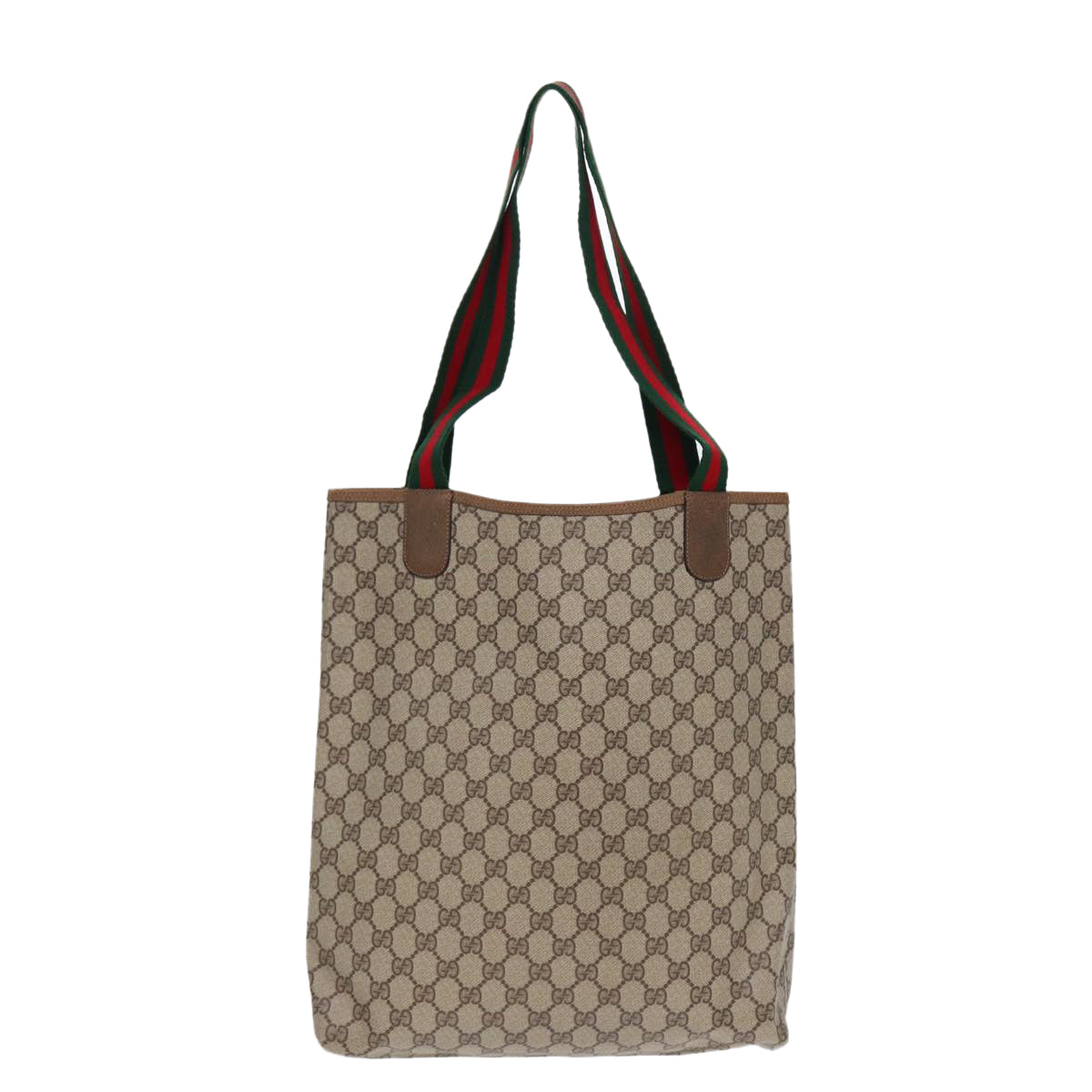 GUCCI GG Supreme Web Sherry Line Tote Bag PVC Beige Red 39 02 003 Auth yk14357