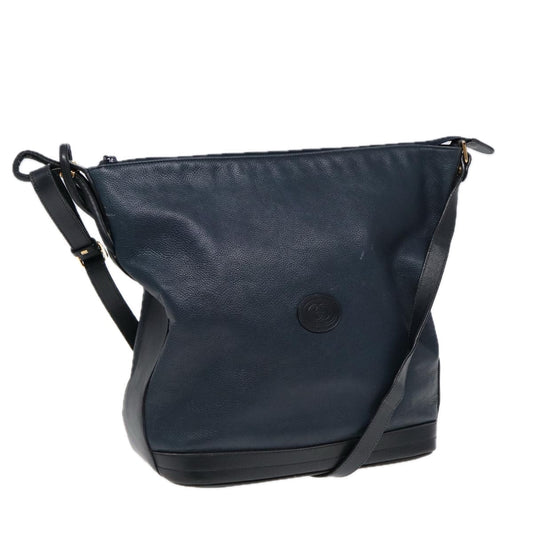 GUCCI Shoulder Bag Leather Navy Gold 001 090 0729 Auth yk14384