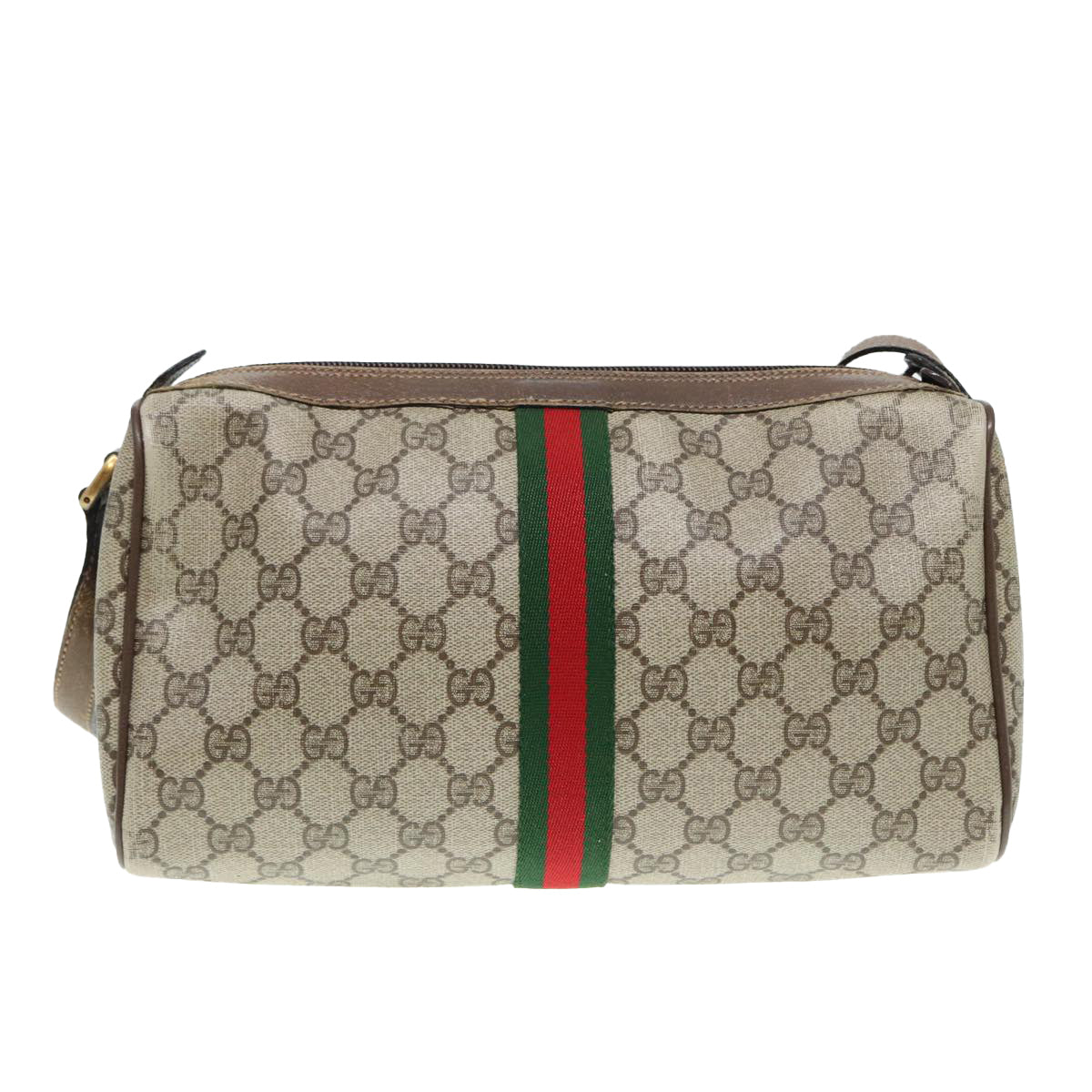 GUCCI GG Supreme Web Sherry Line Shoulder Bag PVC Beige 89 02 017 Auth yk14402