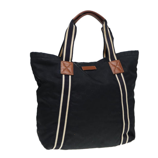 GUCCI GG Canvas Tote Bag Black Navy 189669 Auth yk14419