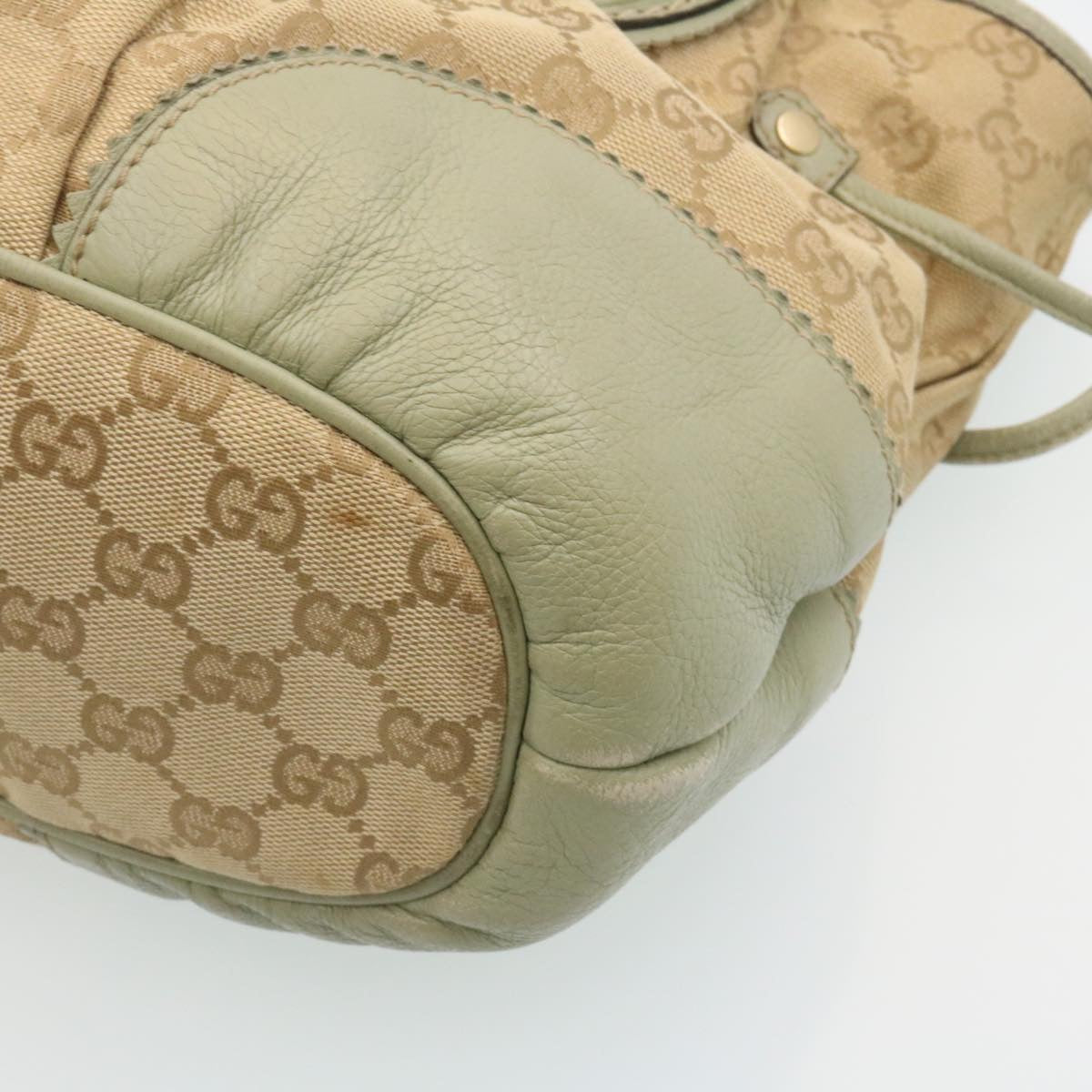 GUCCI GG Canvas Tote Bag Fringe Beige Green  yk3822