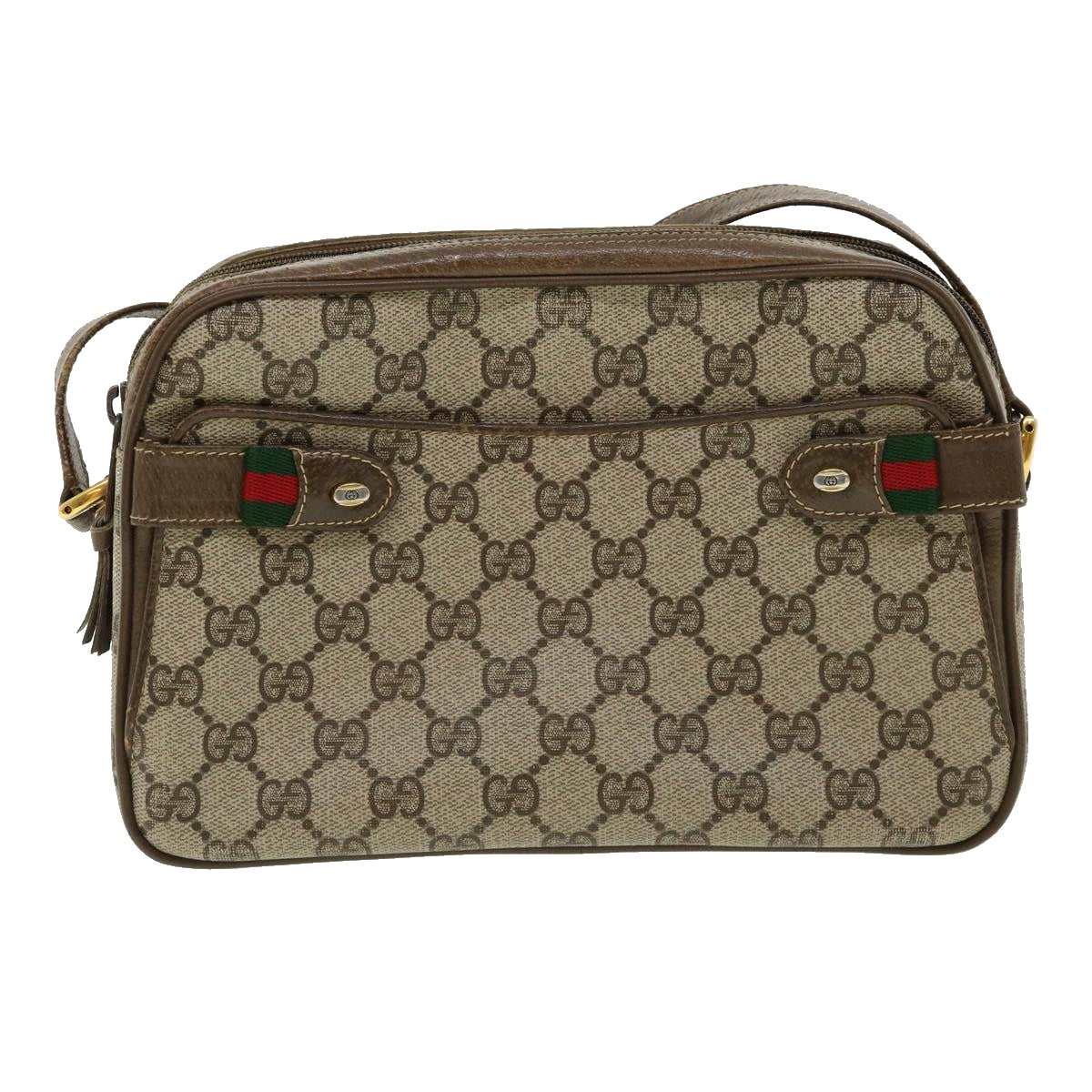 GUCCI GG Canvas Web Sherry Line Shoulder Bag Beige Red Green  yk5378