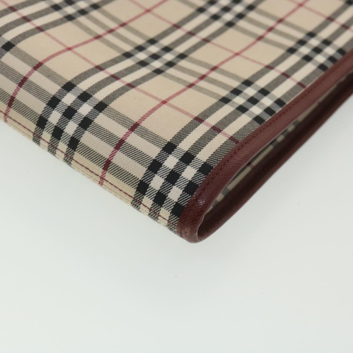 Burberry Nova Check Shoulder Bag Canvas Beige Wine Red black Auth yk5688