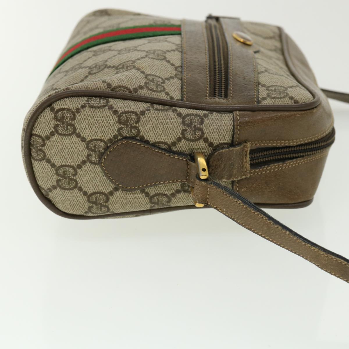 GUCCI GG Canvas Web Sherry Line Shoulder Bag Beige Green 98.02.004  yk5881B