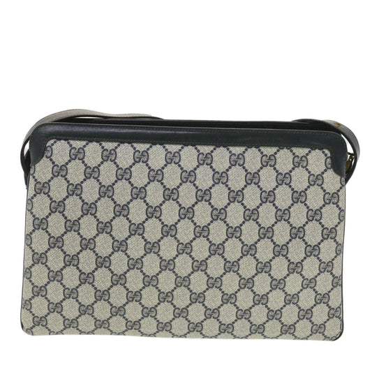 GUCCI GG Canvas Sherry Line Shoulder Bag PVC Leather Gray Red Navy  yk6173B