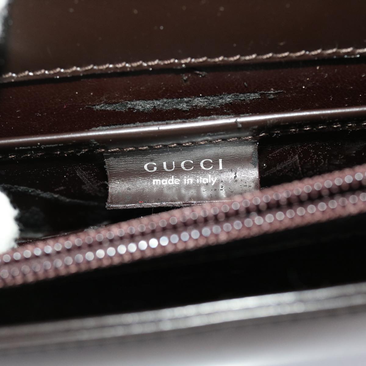 GUCCI Shoulder Bag Patent leather Brown  yk7420