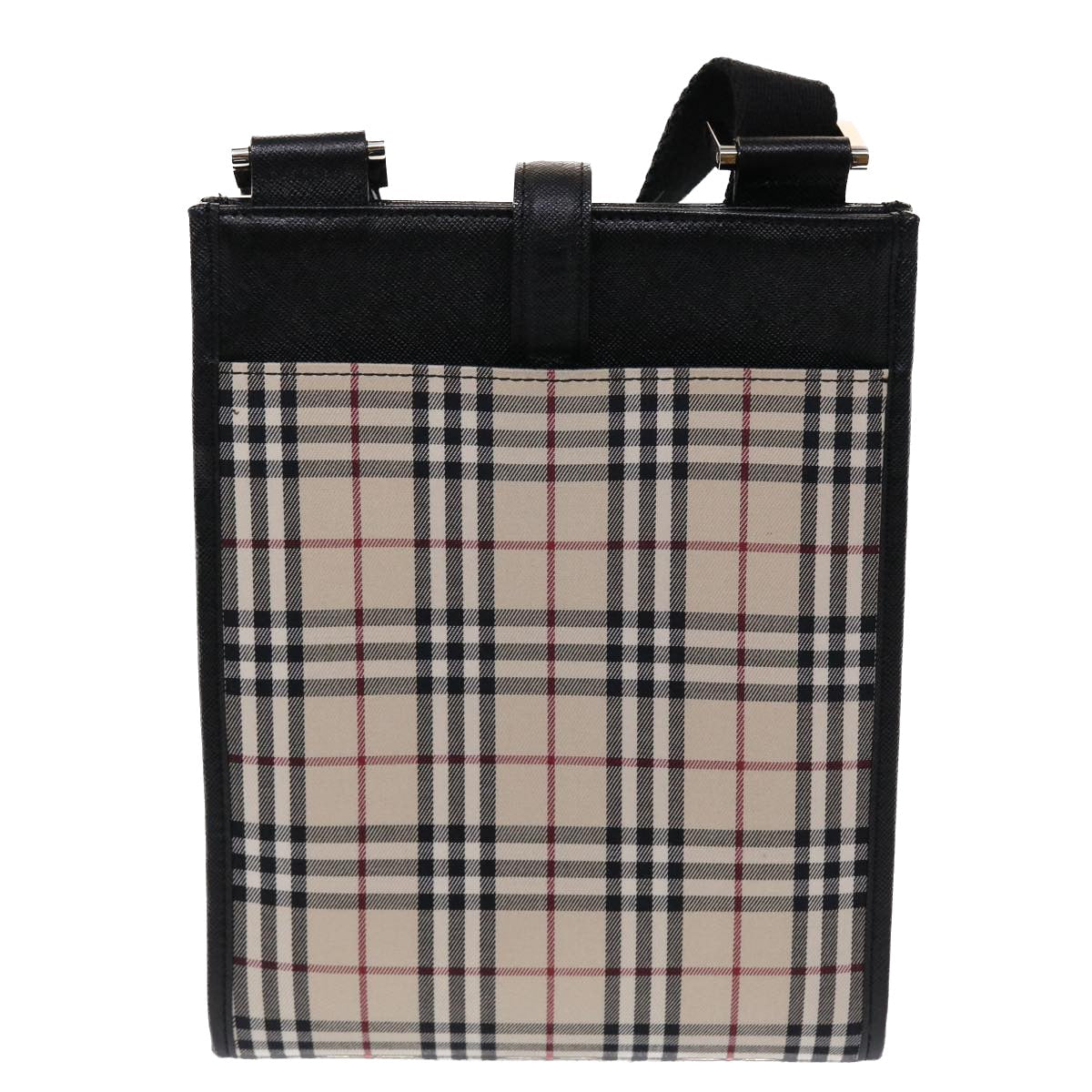 Burberry Nova Check Shoulder Bag Canvas Beige Black Red Auth yk7666B