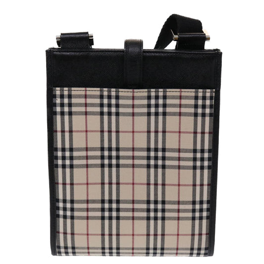 Burberry Nova Check Shoulder Bag Canvas Beige Black Red Auth yk7666B
