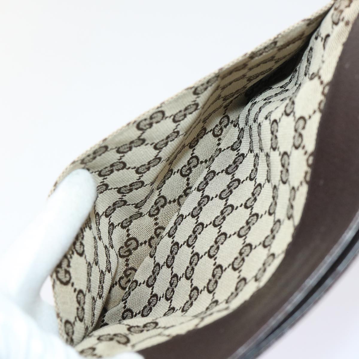 GUCCI GG Canvas Shoulder Bag Leather Beige 27639  yk7751