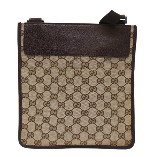GUCCI GG Canvas Shoulder Bag Leather Beige 27639  yk7751