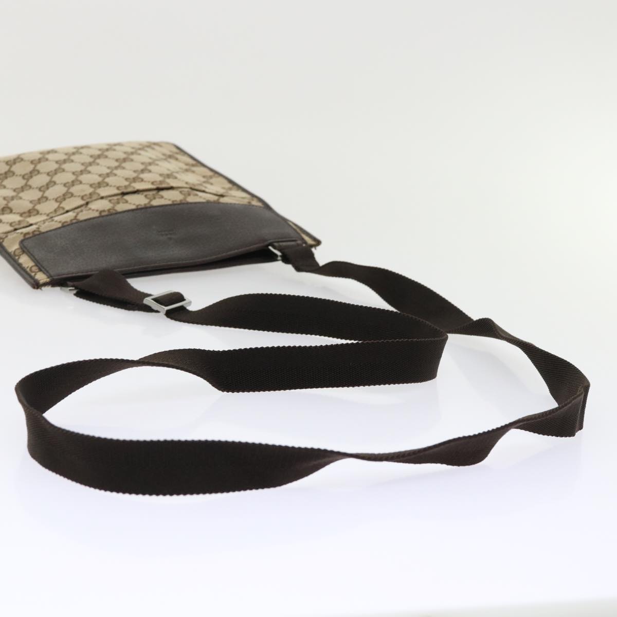 GUCCI GG Canvas Shoulder Bag Leather Beige 27639  yk7751