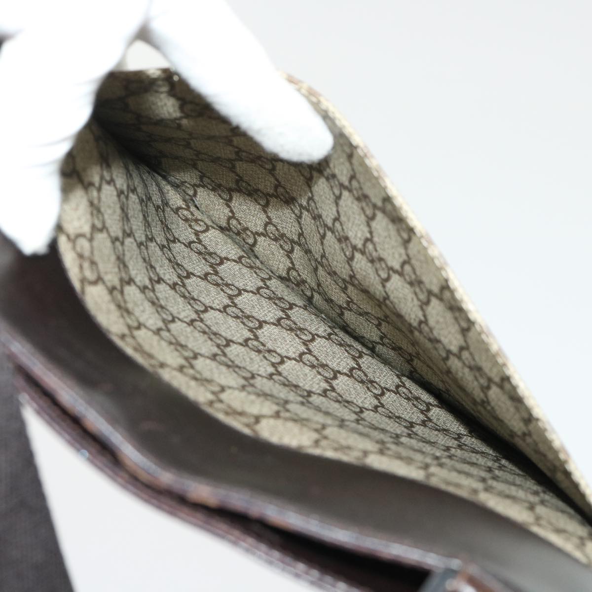GUCCI GG Canvas Shoulder Bag PVC Leather Beige 27639  yk7766