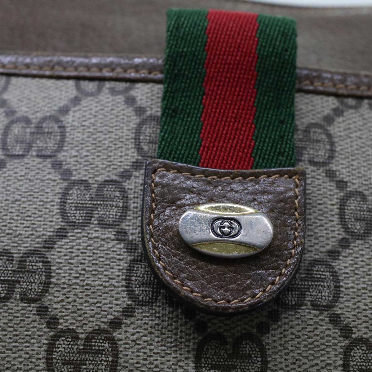 GUCCI GG Canvas Web Sherry Line Shoulder Bag Beige Red 904.02.026  yk7967