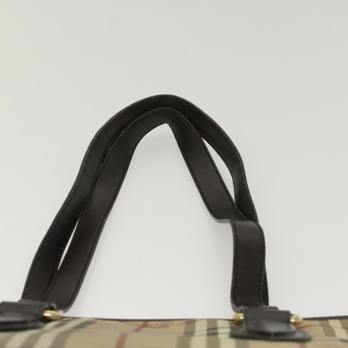 Burberry Nova Check Shoulder Bag PVC Leather Beige Dark Brown Auth yk7975