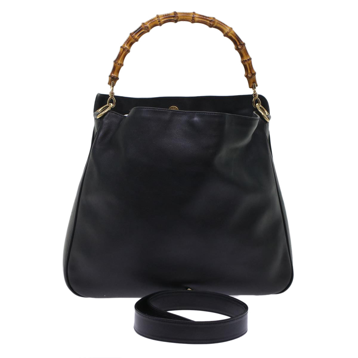 GUCCI Bamboo Shoulder Bag Leather 2way Black 001.2058.1577.0  yk8007B