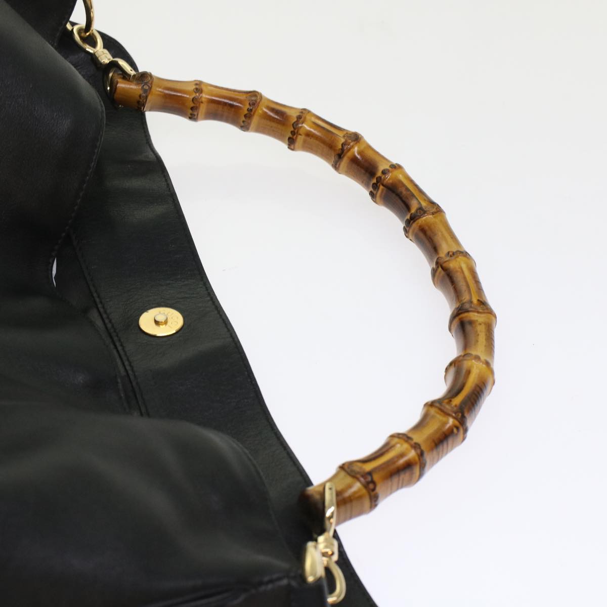 GUCCI Bamboo Shoulder Bag Leather 2way Black 001.2058.1577.0  yk8007B