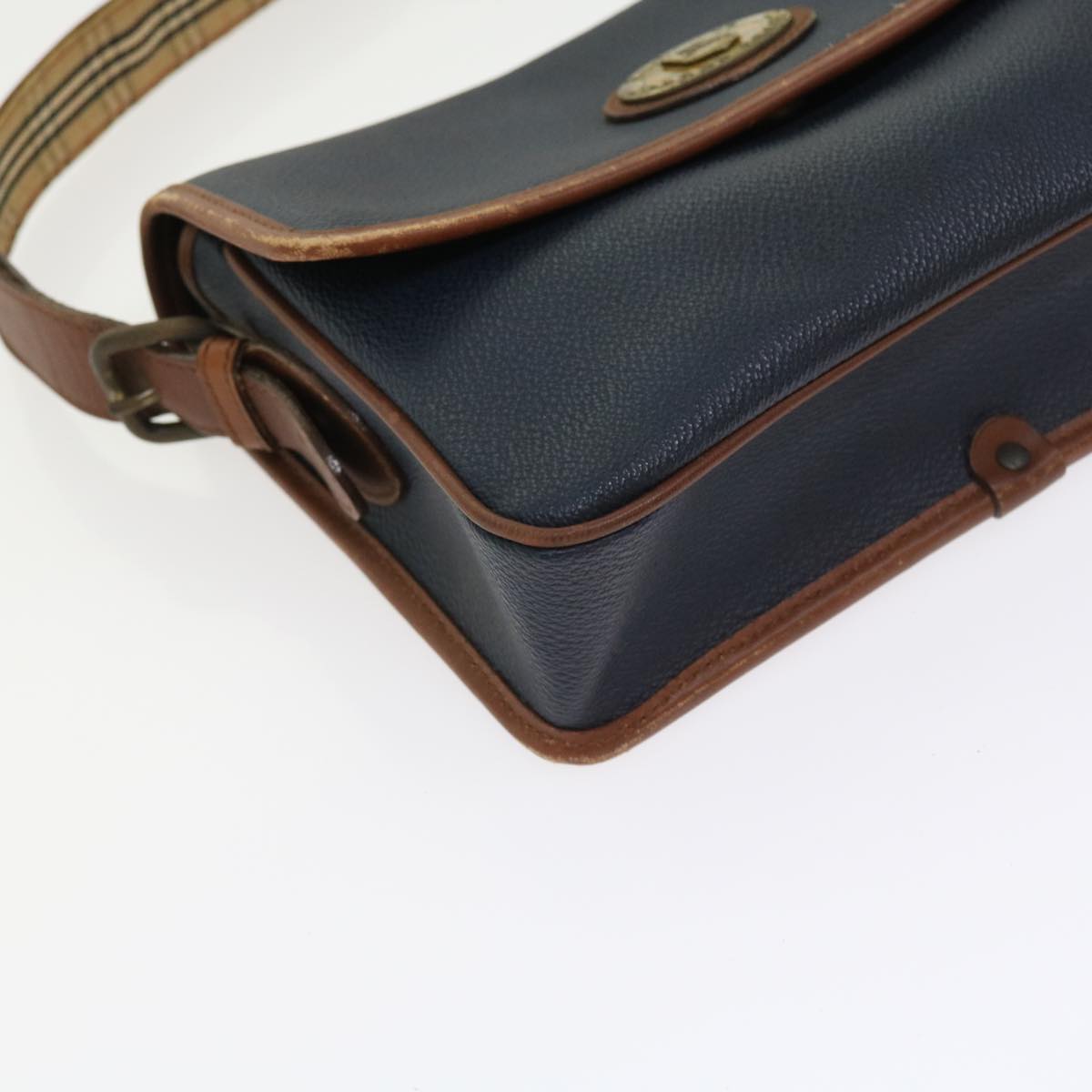 BurberrySs Shoulder Bag Leather Navy Auth yk9080