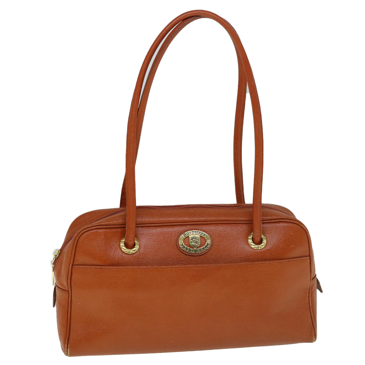 BurberrySs Shoulder Bag Leather Orange Auth yk9596