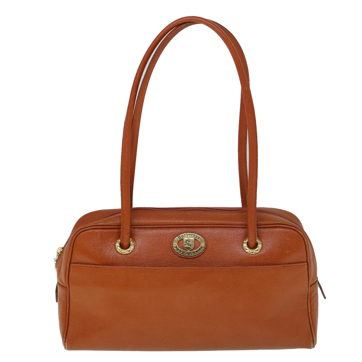 BurberrySs Shoulder Bag Leather Orange Auth yk9596